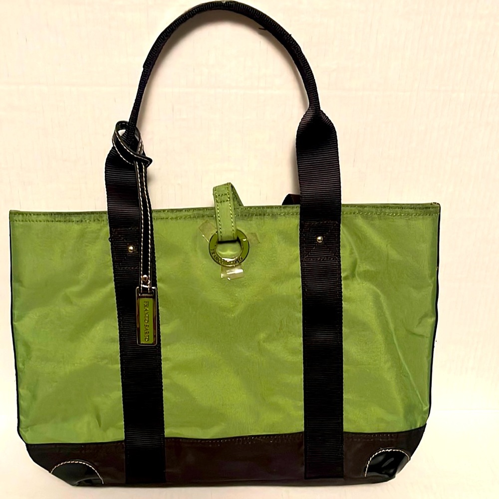 New Franco Sarto medium green black tote hang tag